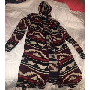 Earth-Toned Hooded Cardigan